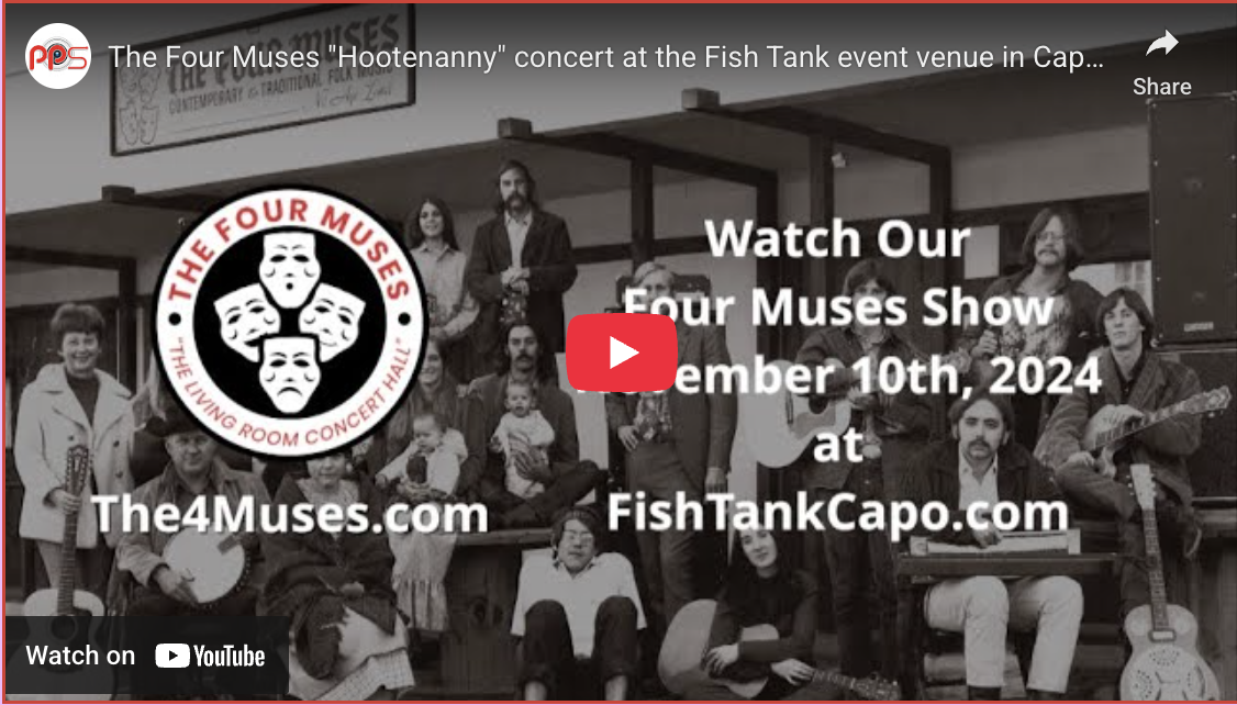 The Four Muses "Hootenanny" concert at the Fish Tank event venue in Capistrano Beach 11/10/24